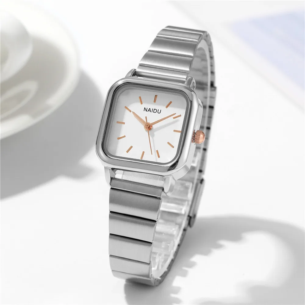 Fashion Square dial steel quartz women wrist watch