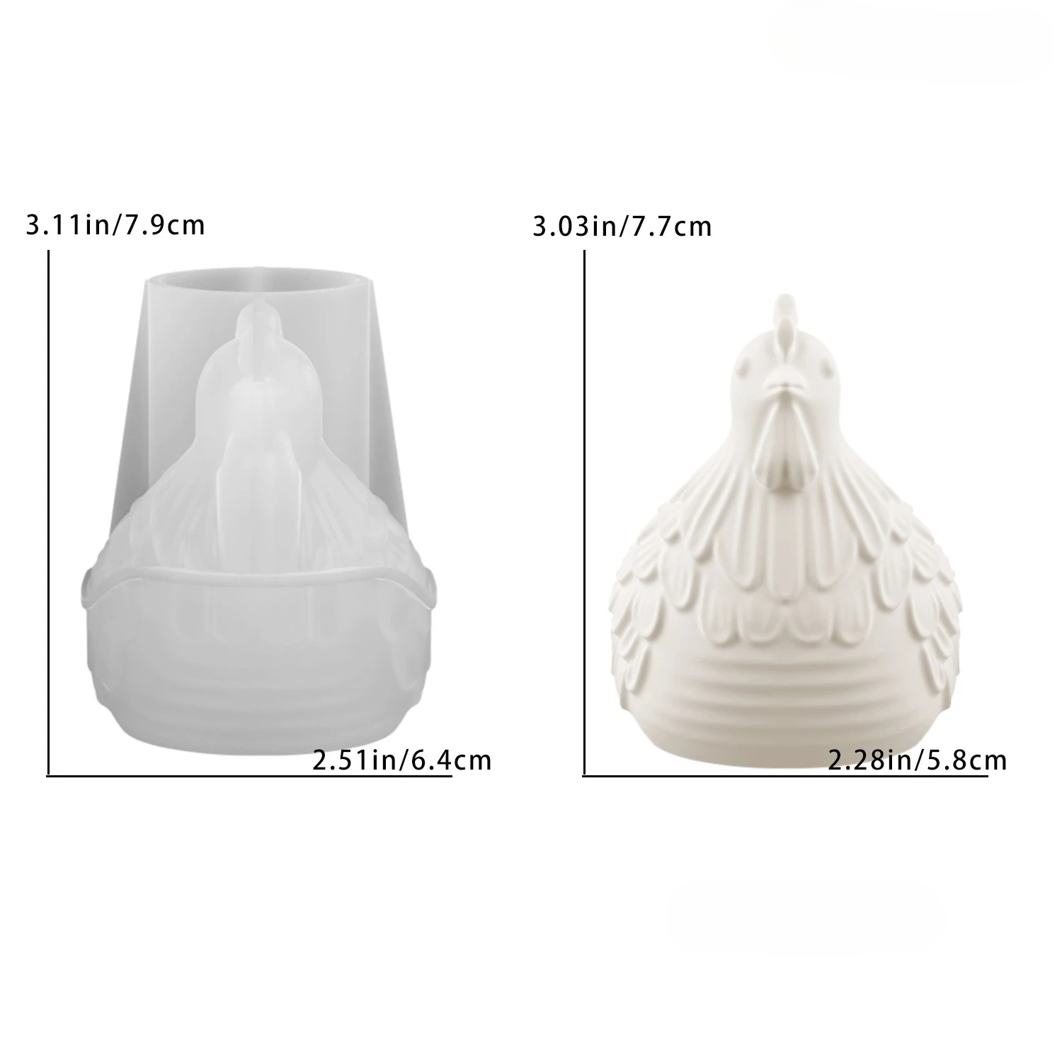 DIY 3D Little Chicken Candle Holder Epoxy Resin Mold, Plaster Hen Decoration, Candle Holder Silicone Mold, Desktop Storage view 6