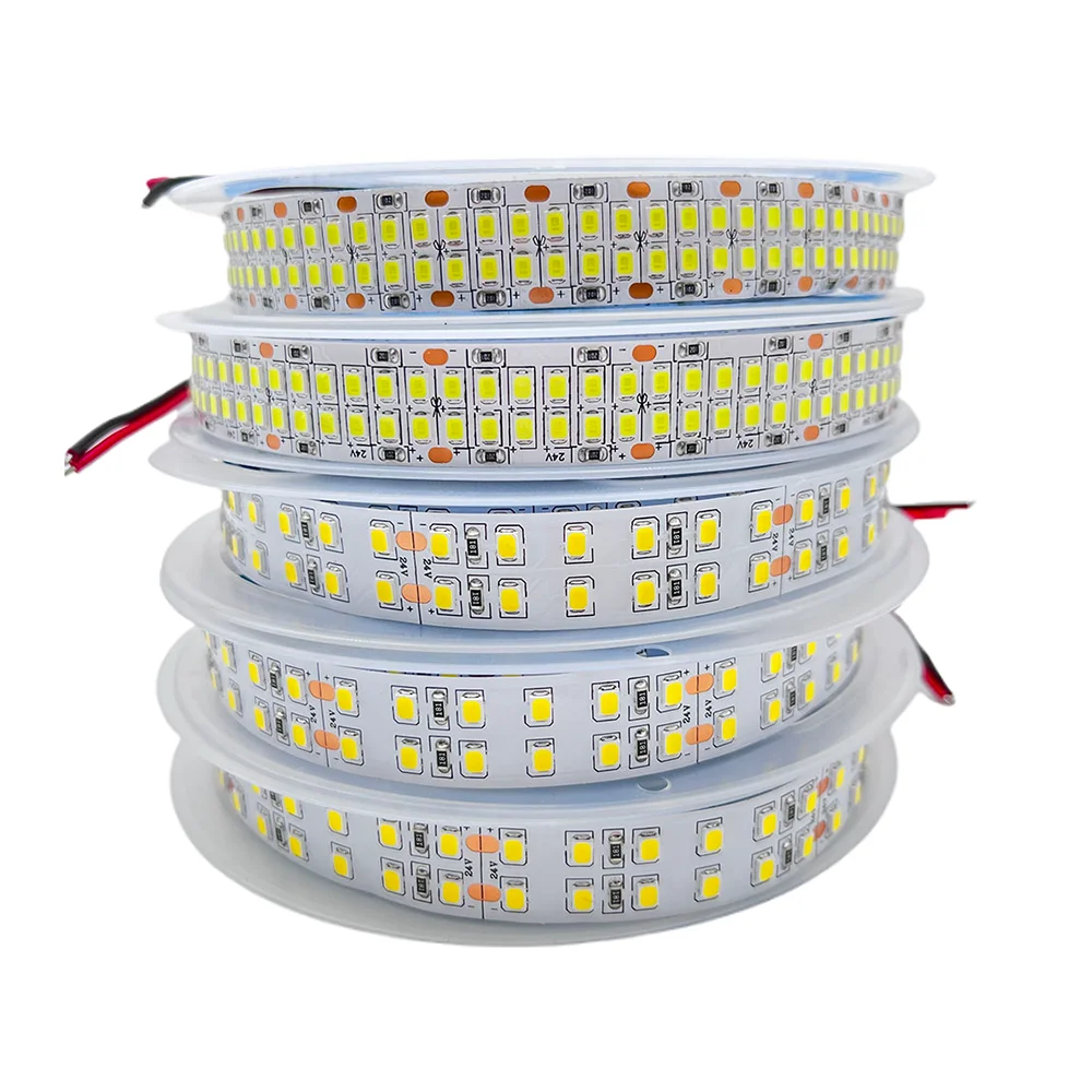 

5m Double Row Led Strip SMD 2835 led strip tape light 12V 24V 240leds 480leds Warm White 4000K Flexible rope stripe 2400leds