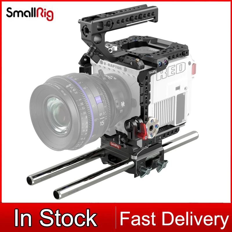 SmallRig Camera Cage Kit for RED V-RAPTOR NATO Top Plate/Top Handle/15mm Rod Clamp/Baseplate/Lens Adapter Support 3696