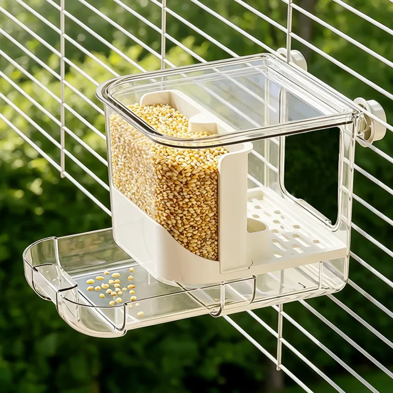 Transparent Bird Feeder Automatic Seed Dispenser for Parakeets Finches Small Pet Birds Hanging Food Cup
