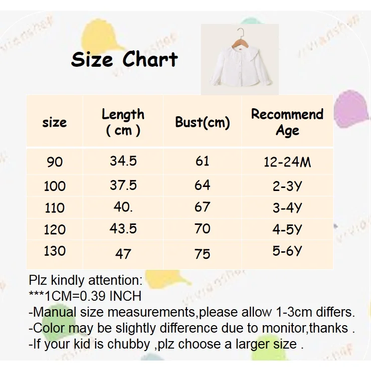 1-6 Years Kids Girls Long Sleeve Top Lace Doll Collar Autumn Korean Style White Shirt Toddlers Girls Daily Versatile Clothes