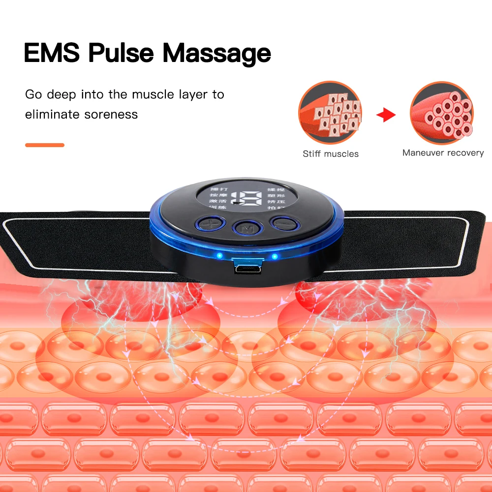 EMS Muscle Stimulator Abdominal Trainer Fitness ABS Stimulator Buttocks Hip Training Weight Loss Body Massageador Shaping Device