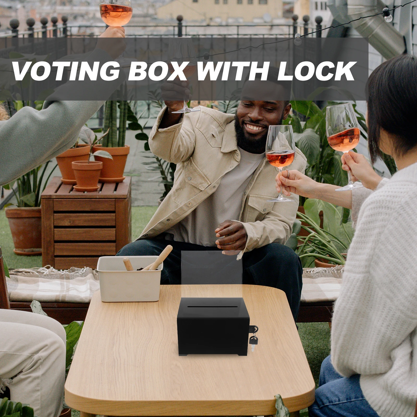 

Donation Lockable Acrylic Box Multi-Function Suggestion Ballot Voting Fundraising Storage Donation Box Letter Post Container