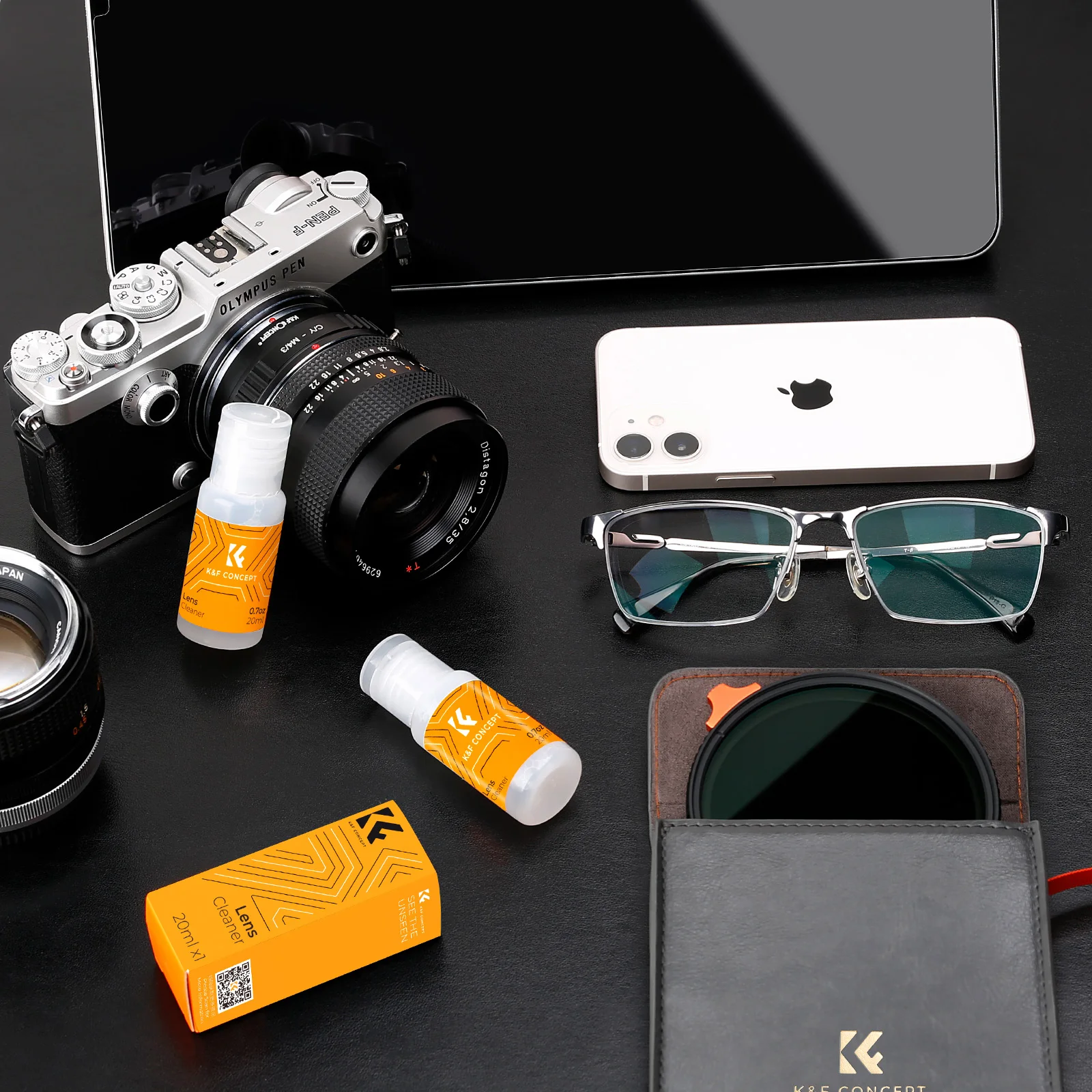 K&F Concept 20ml Camera Lens Cleaning Liquid for DSLR Camera Mobile Phone Screen Laptop Screen Glasses Camera Lens Cleaning Kit