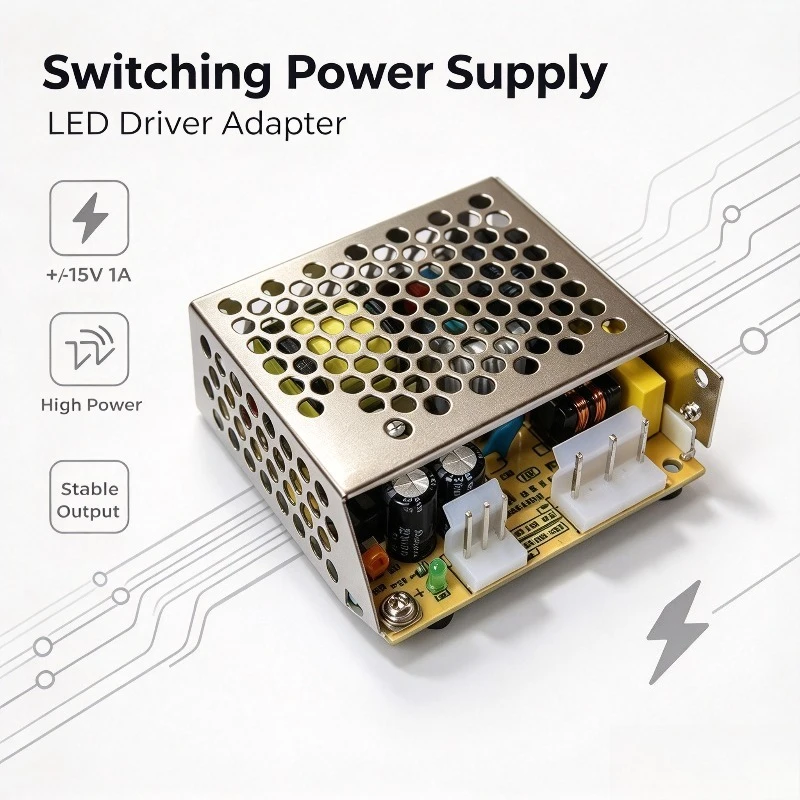 ±15V 1A High Power Switching Power Supply Adapter for Security Equipment, LED Strip Light, AC DC Power Transformer