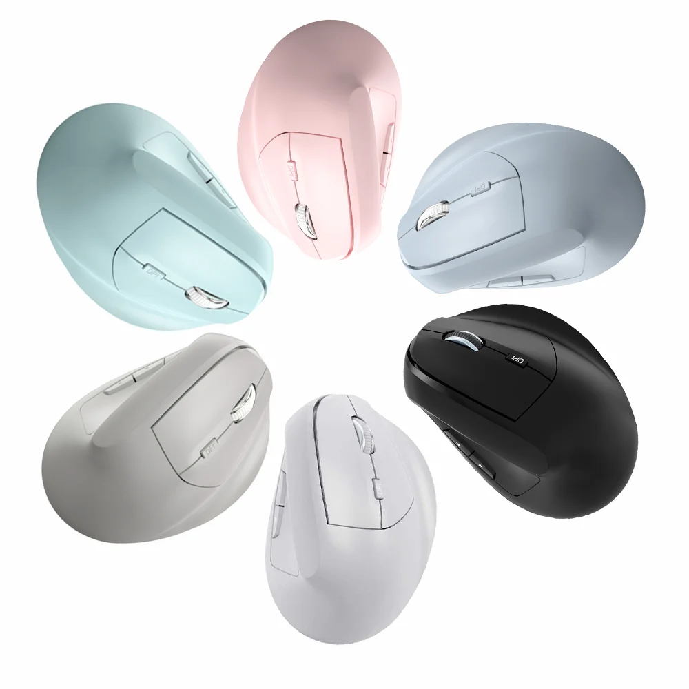 Mouse vertical sem fio 2.4g, design ergonômico, botão dpi com teclas laterais, plug and play, uso de escritório, peça ampla, compatível
