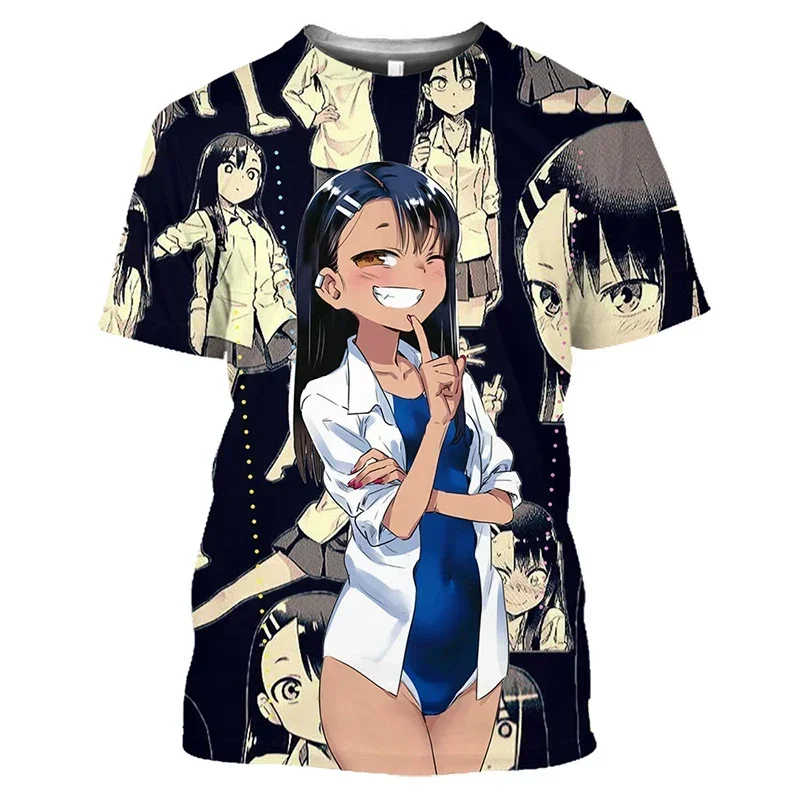 Nagatoro Hayase Kawaii Loli ثلاثية الأبعاد طباعة تي شيرت الصيف الرجال س الرقبة قصيرة الأكمام تي شيرت عادية المتضخم القمم Harajuku ملابس أطفال