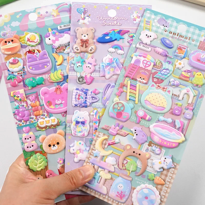 1 pc Kawaii Animals Delicacy 3D Puffy Stickers Scrapbooking Diy Journal Stationery Sticker Deco Art Supplies Gift Prizes Kids