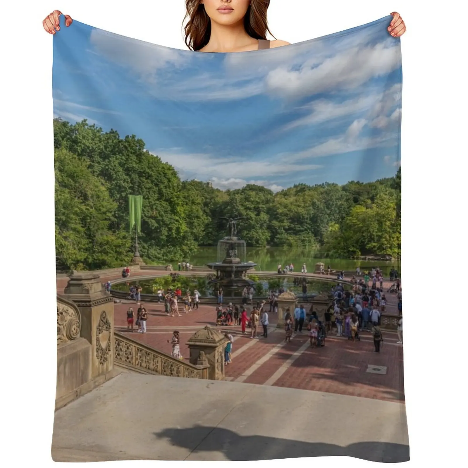 

Day at Bethesda Terrace Throw Blanket Loose Hair Shaggy Weighted Blankets