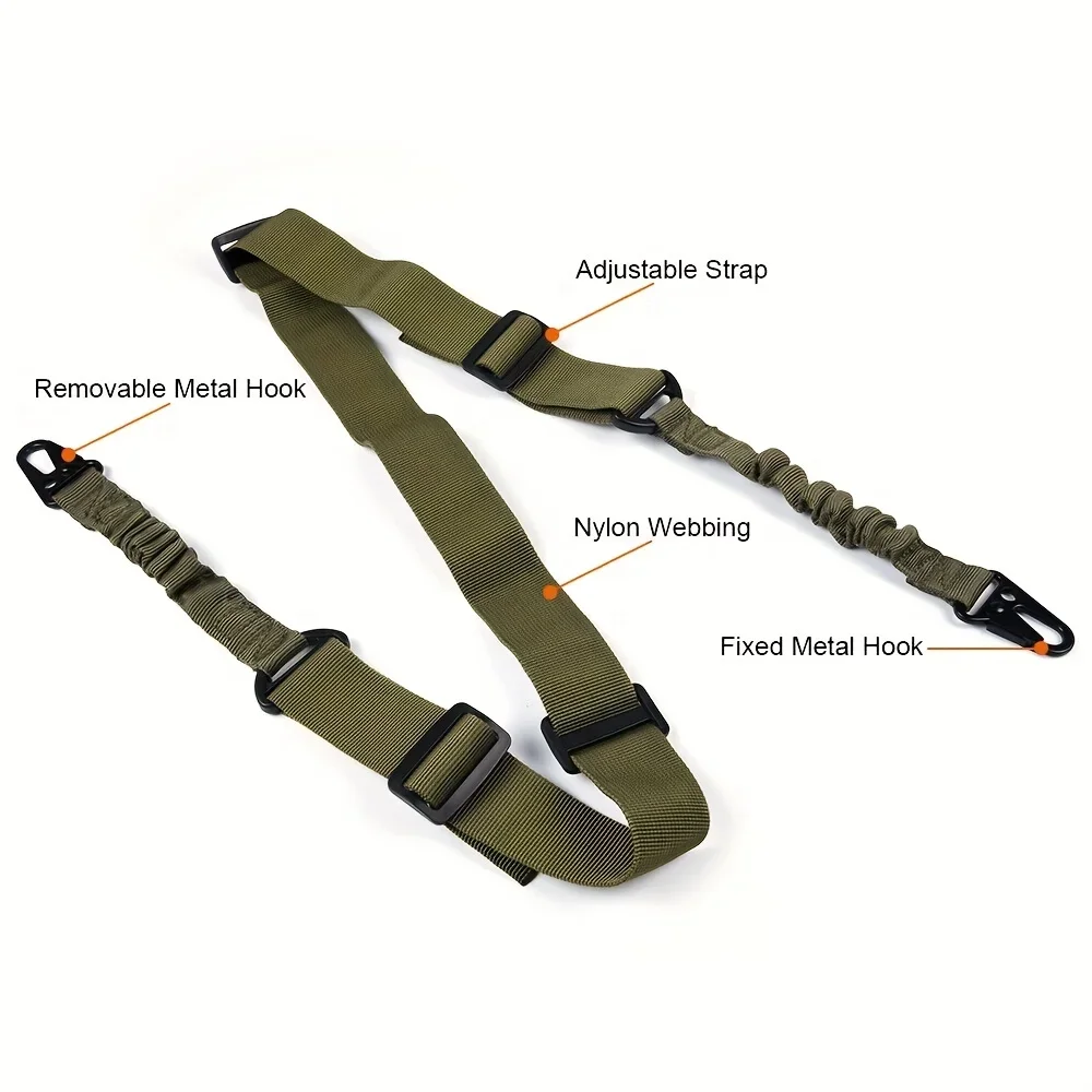 Tactical Gun Sling Two Points Rifle Sling with Length Adjuster Multi-Mission Sling Strap Outdoor AR AK Rifle Universal QD sling image 2