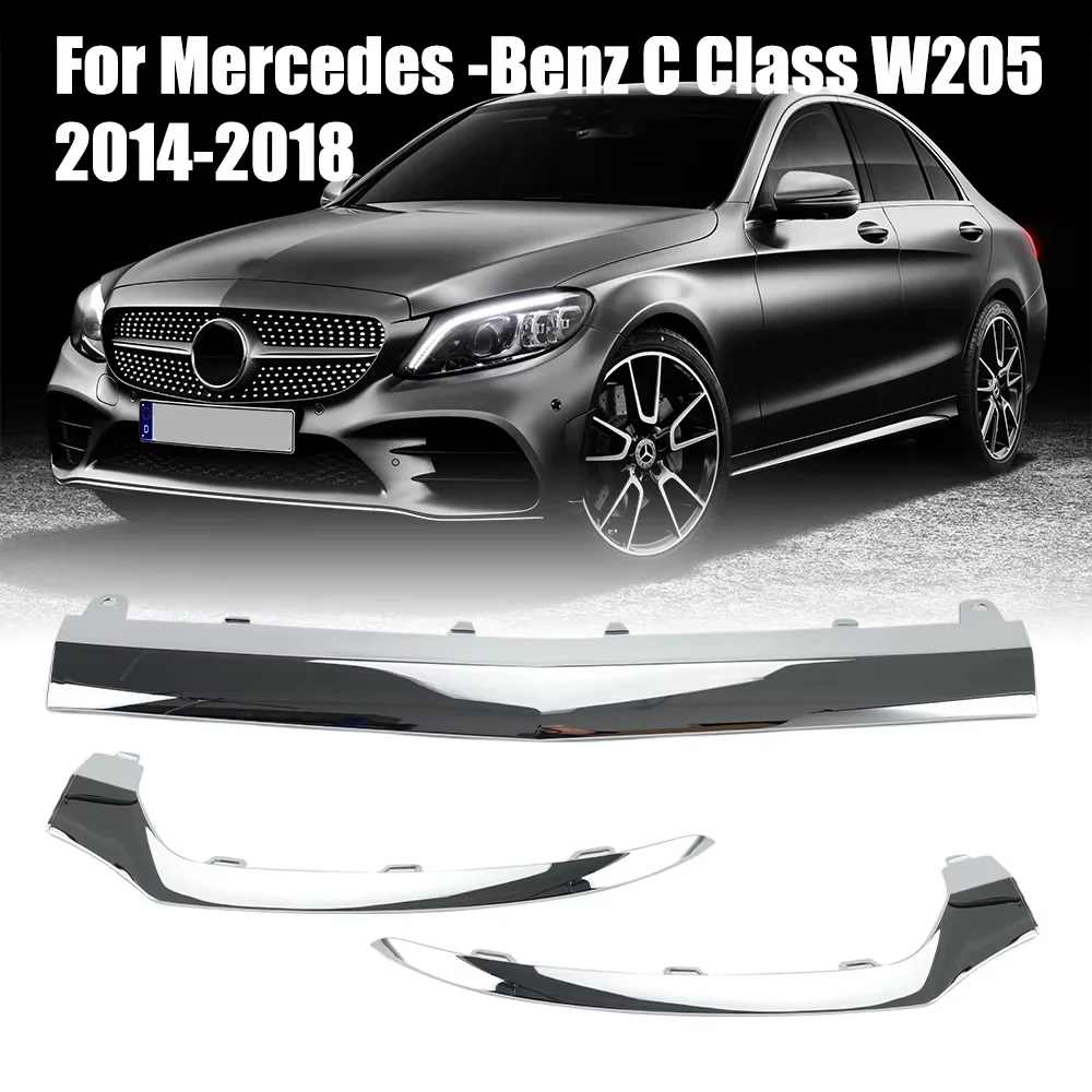 

Chrome Front Bumper Trim Strip for Mercedes -Benz C Class W205 2014 -2018 Cars Accessories Moulding Lip 2058851374 2058851474