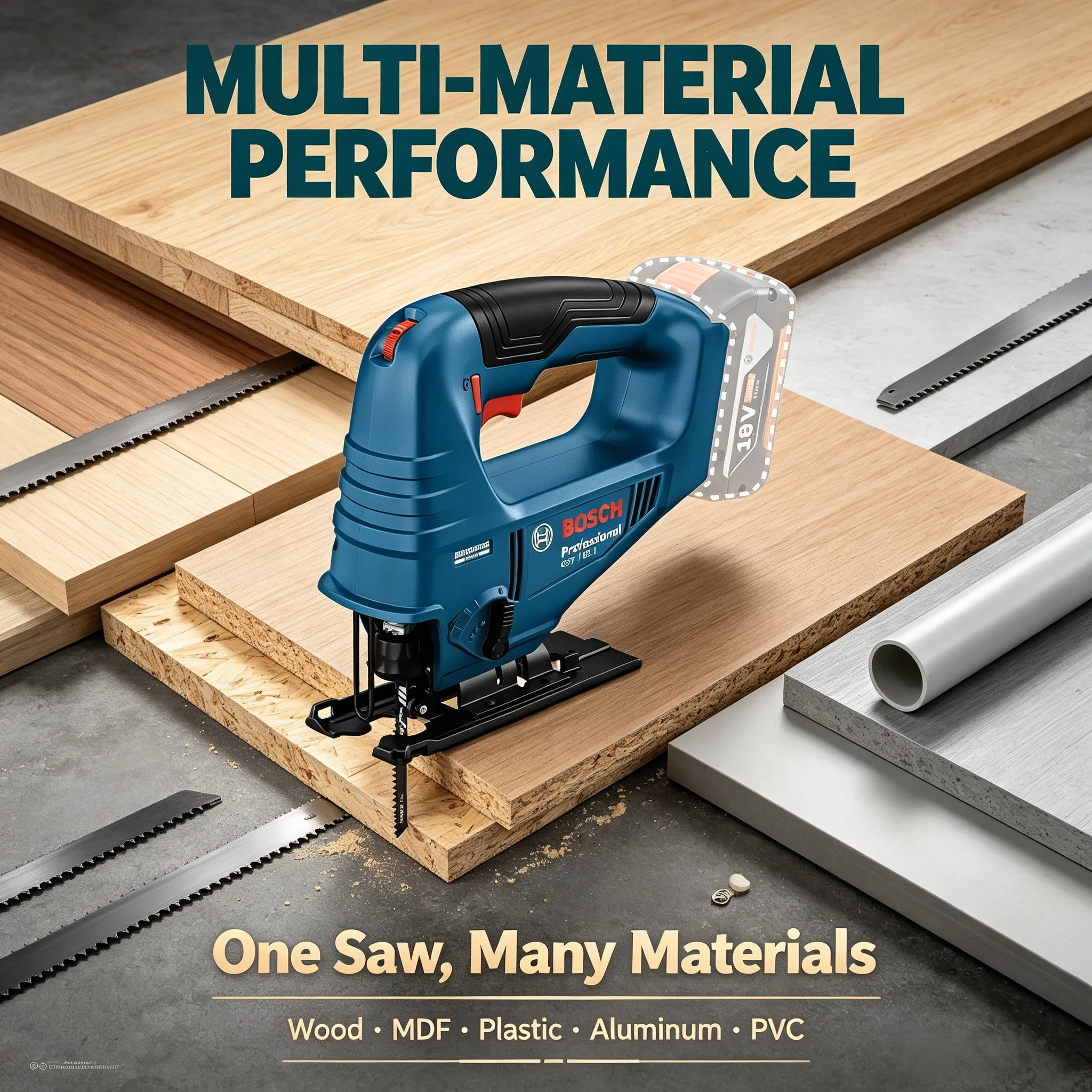 Bosch GST 183-LI Professional Jigsaw, Bevel Cut Carpentry Cutting Tool For Cabinet Renovation, Bare Machine