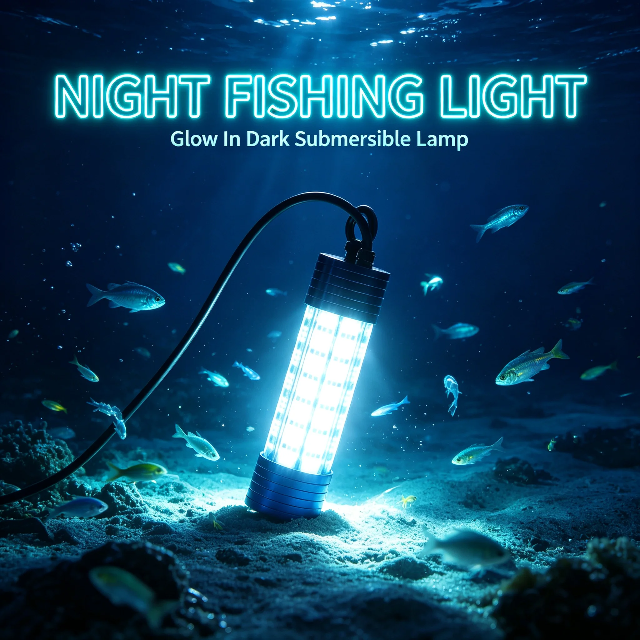 Underwater LED Fishing Light 150W 300W Submersible Night Fish Attracting Lamp for Boat Kayak Dock Pier Saltwater Freshwater