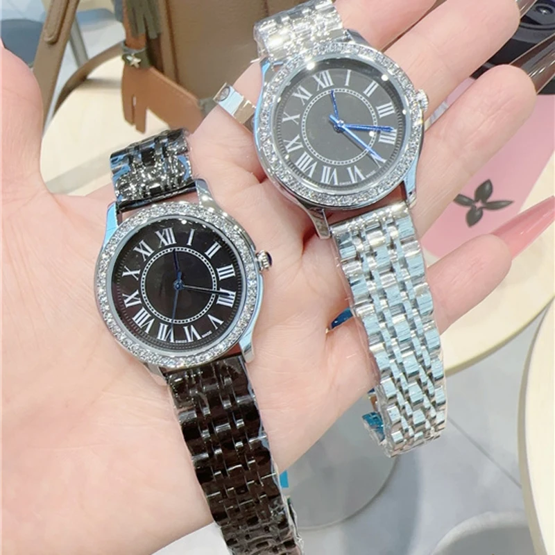 أزياء العلامة التجارية ساعات المعصم النساء فتاة السيدات جميلة 32mm الهاتفي الصلب المعادن الفرقة الكوارتز ساعة فاخرة CA165