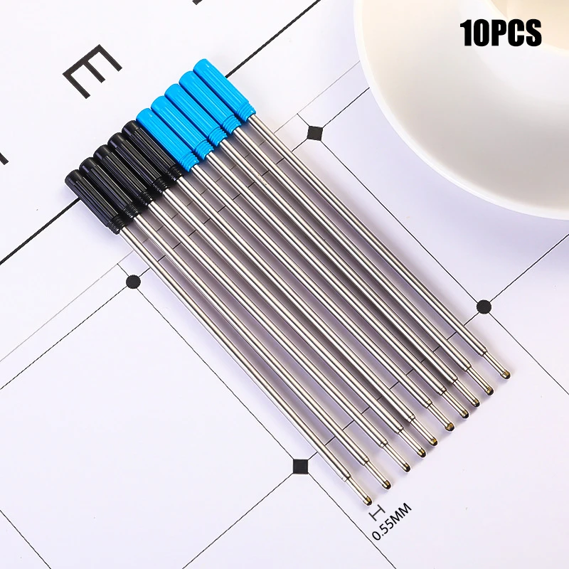 【Y】10Pcs Rotating Metal Pen Refill Special Ballpoint Pen Refill Rod  Core Ink Recharge Black Blue Ink