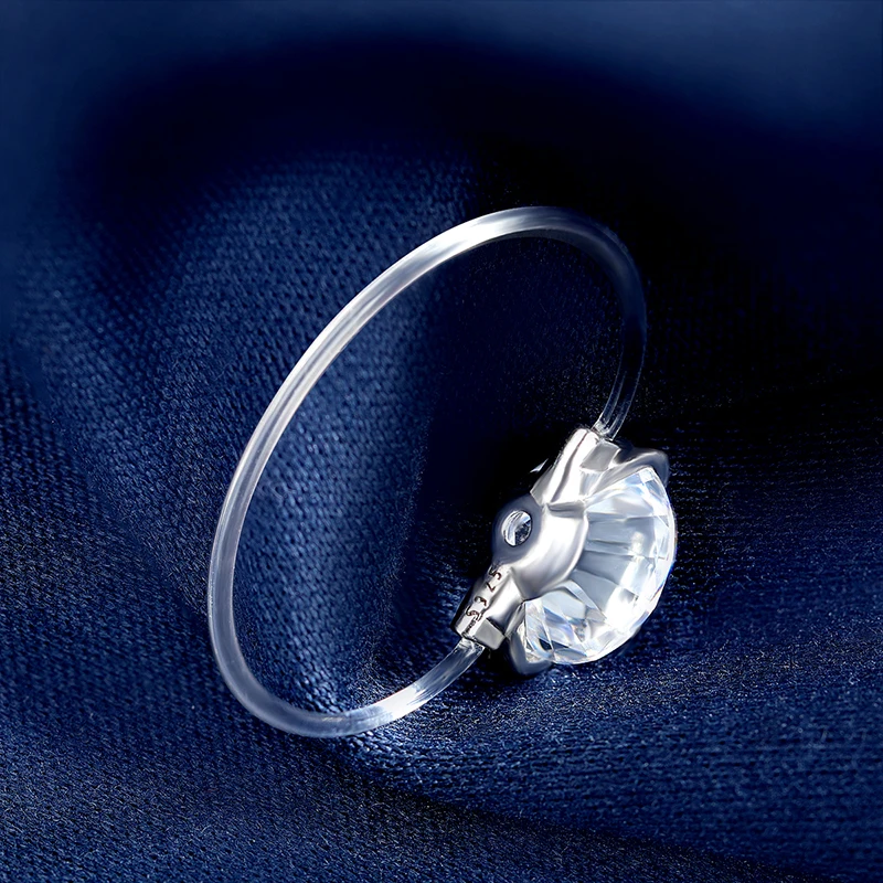 1/2ct Transparent Fishing Line Moissanite Wedding Band Sterling Silver Ring with GRA Certificate Eternity Diamond Ring for Women