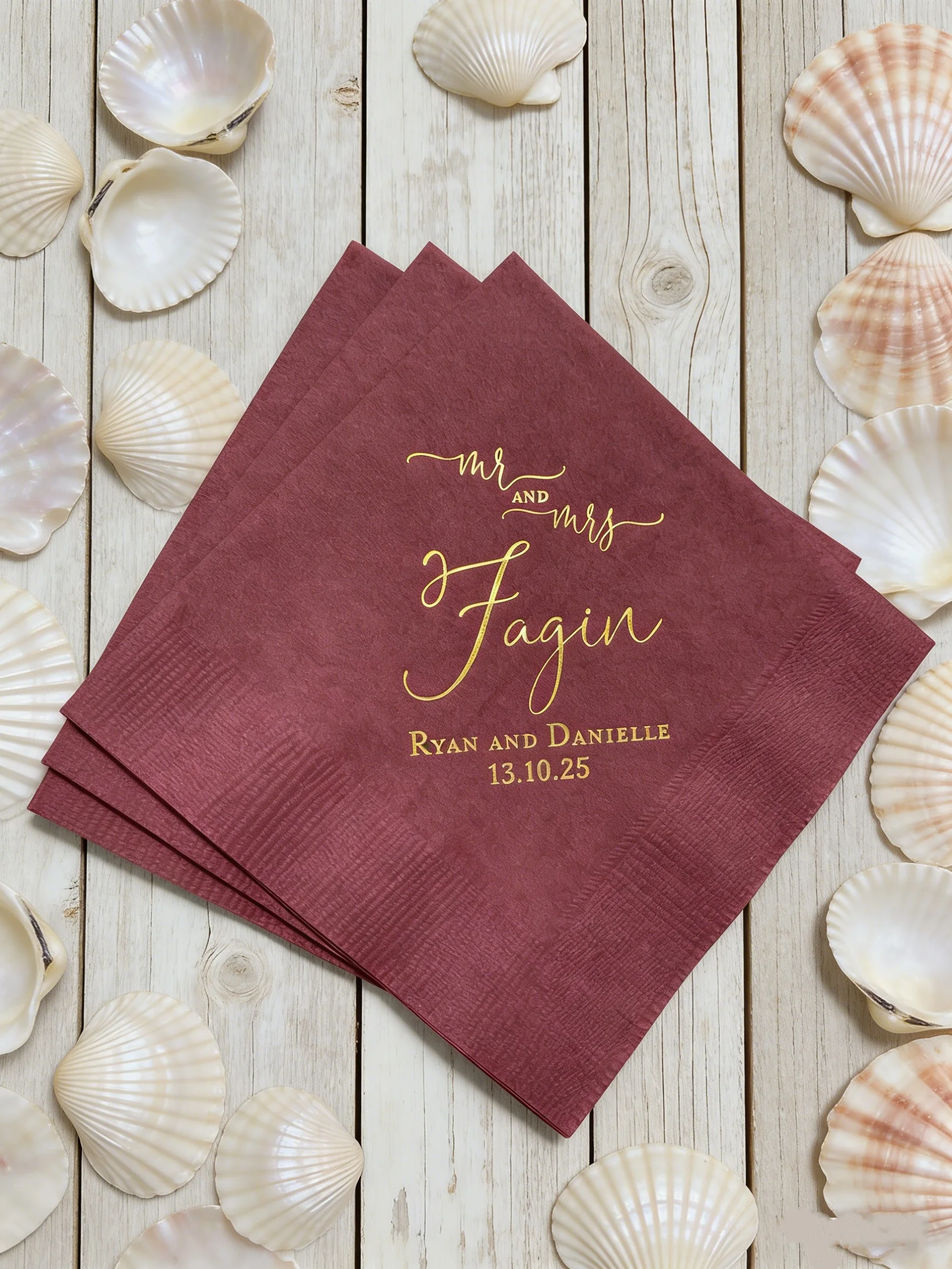 

Personalized Mr & Mrs Wedding Napkins Custom Monogram Coral Napkins for Cocktail Cake Dessert Appetizers Luncheon Dinner