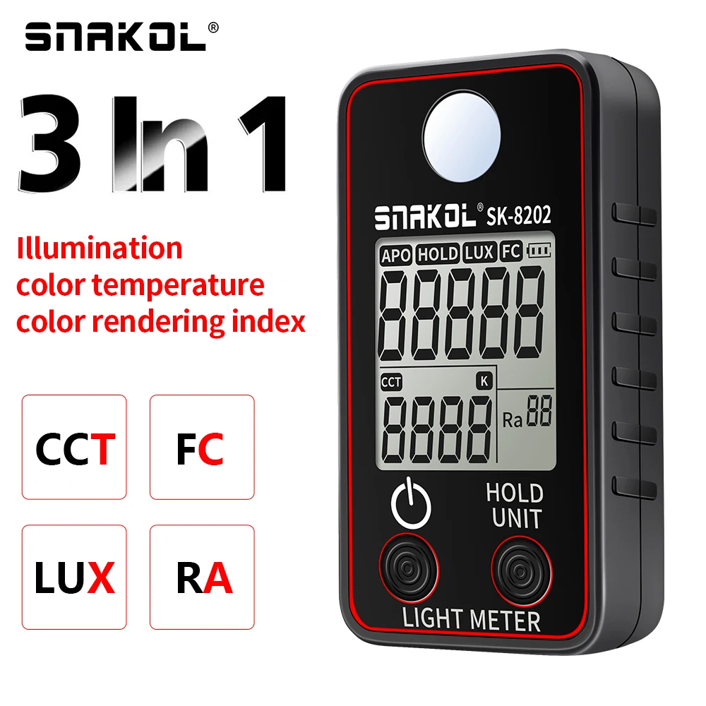 Digital Luxmeter Iluminador Medidor de Iluminação Tester Photometer Luxometer 0.5300. 000 Lux Medidor de Luz fc