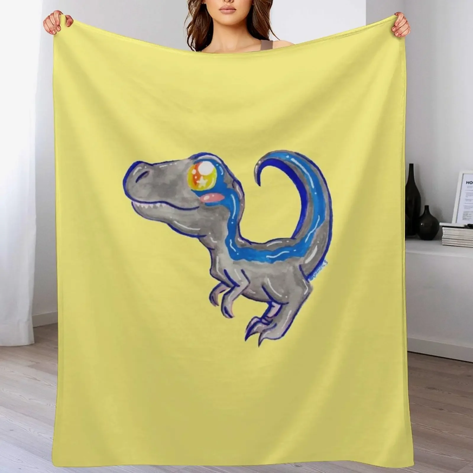Kawaii Velociraptor Throw Blanket Warm Cozy Throw Blanket for Living Room Couch