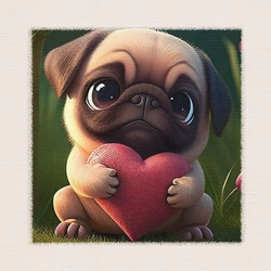 Dog DIY Diamond Pictures Painting Kits New 2024 Kawaii Pug Puppy with Heart Embroidery Mosaic Cross Stitch Home Decor Kids Gift