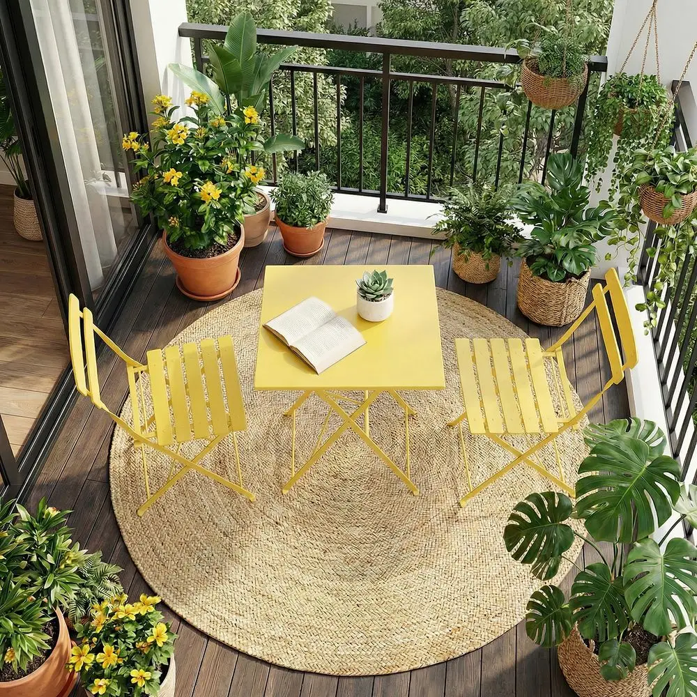 

Bistro Table and Chairs Set of 2, 3Pieces Patio Bistro Set, Folding Design, No Assembly Need, Outdoor Indoor Outdoor Patio Furn