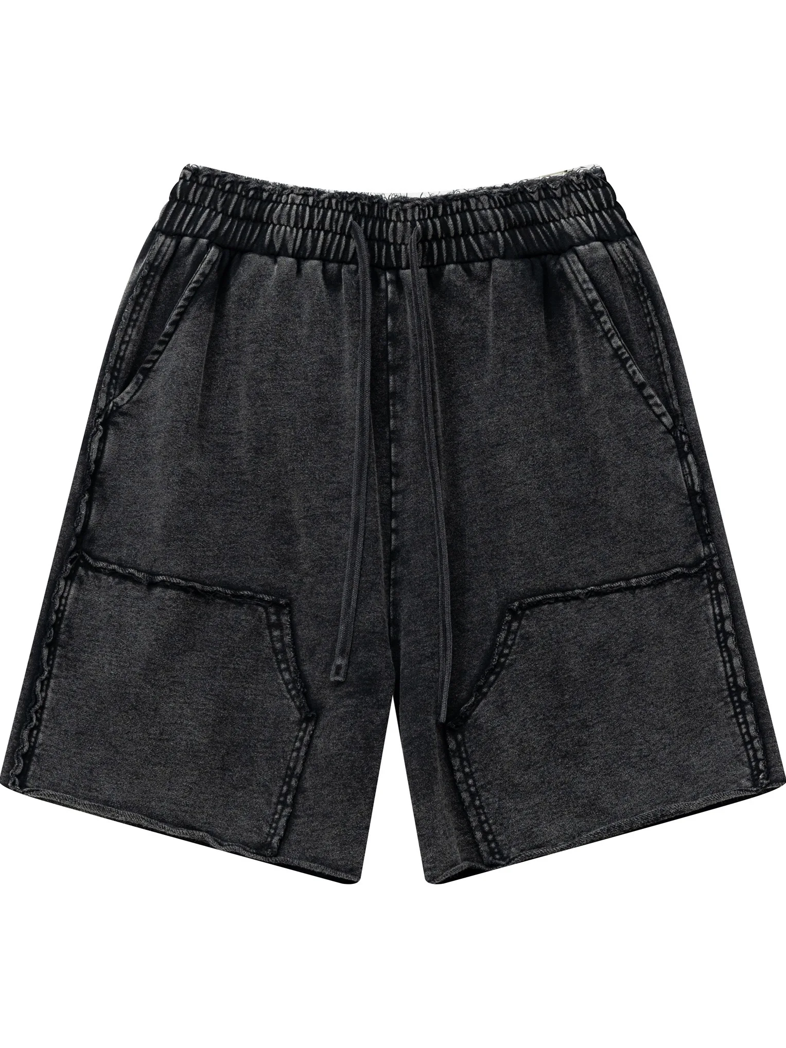 Fashion Trend High Street Retro Distressed Stylish Boy Shorts Youth Popular Loose Casual Elastic Waist Five-Point Shorts