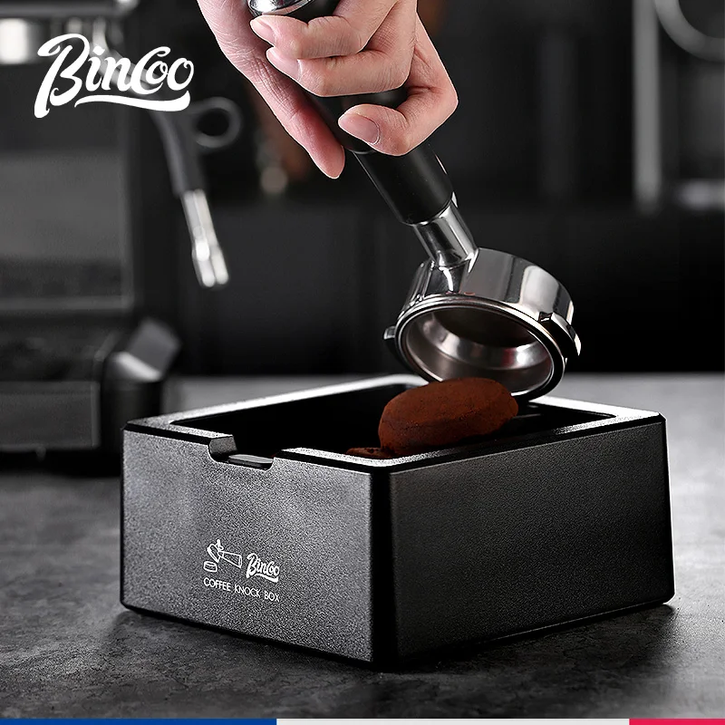 

Bincoo Square Espresso knock Box 16cm /6.3 Inch Barista Style Coffee Knock Box for Grounds with Anti-Slip Base for Home/Office