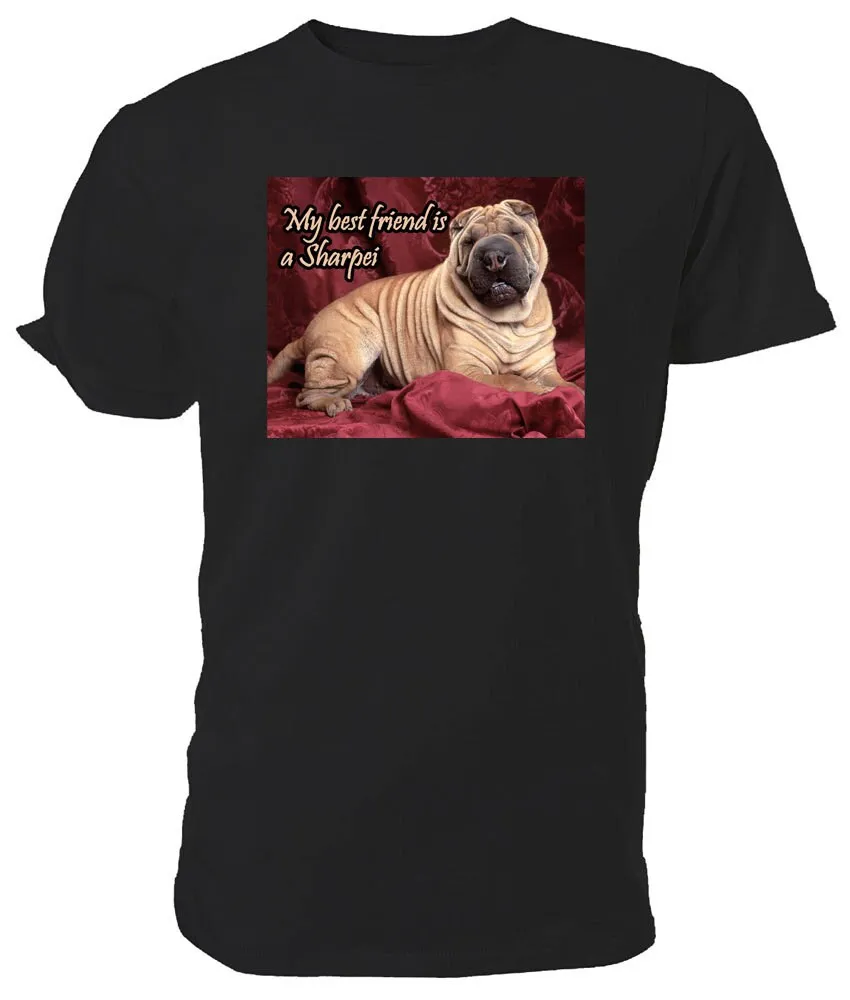 Sharpei Dog T Shirt. Classic Round Neck Short Sleeved Choice