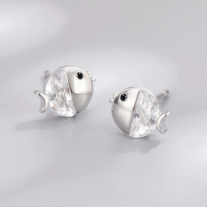 Small Cute Kiss Fish Ear Stud Personality Exquisite Earrings Korean Version Jewelry Simple Creative 925 Silver Earring KOFSAC