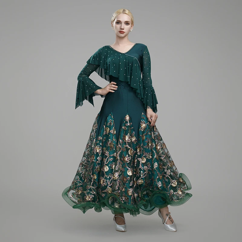 Falda de baile de salón moderna, falda de práctica de falda de actuación de Swing grande para baile de grupo