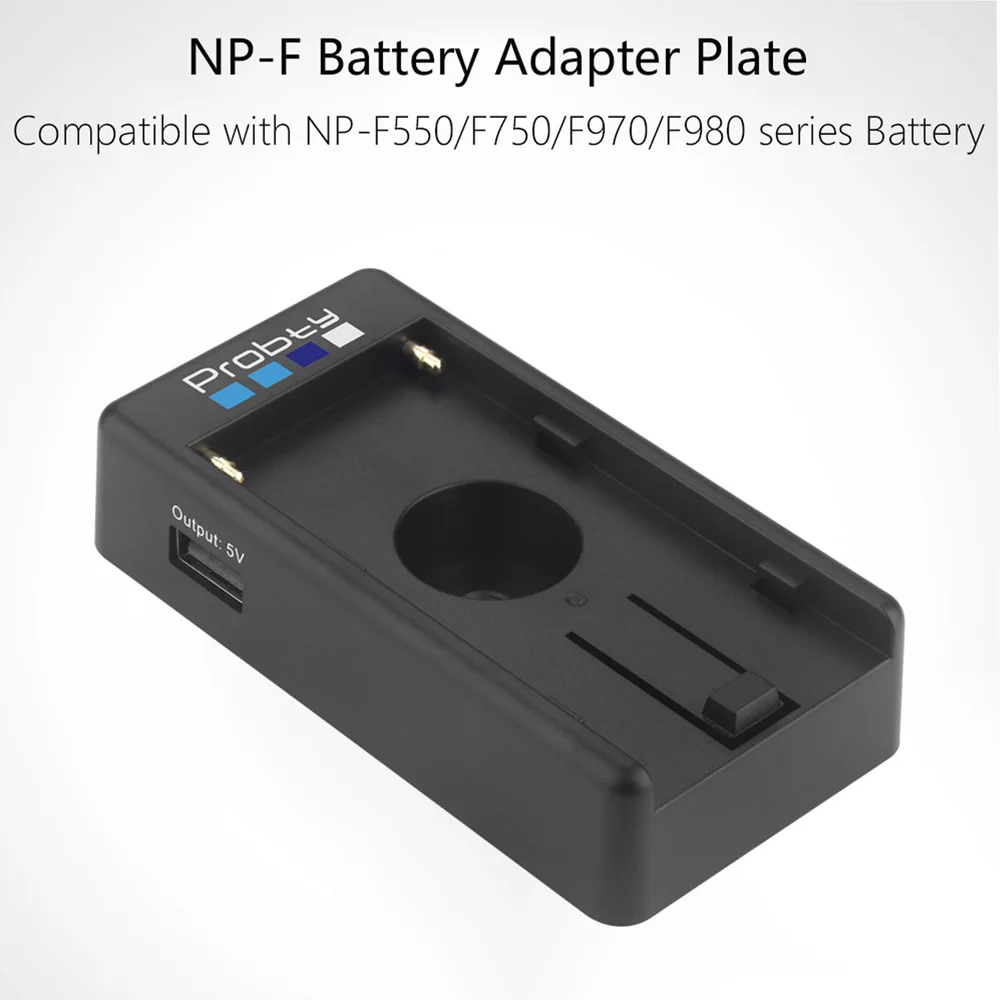 Probty DSLR Camera Clamp NP-F Battery Adapter Plate for Sony NP-F Type Batteries 8.4V/7.4V Output Port DC 5.5x2.1mm