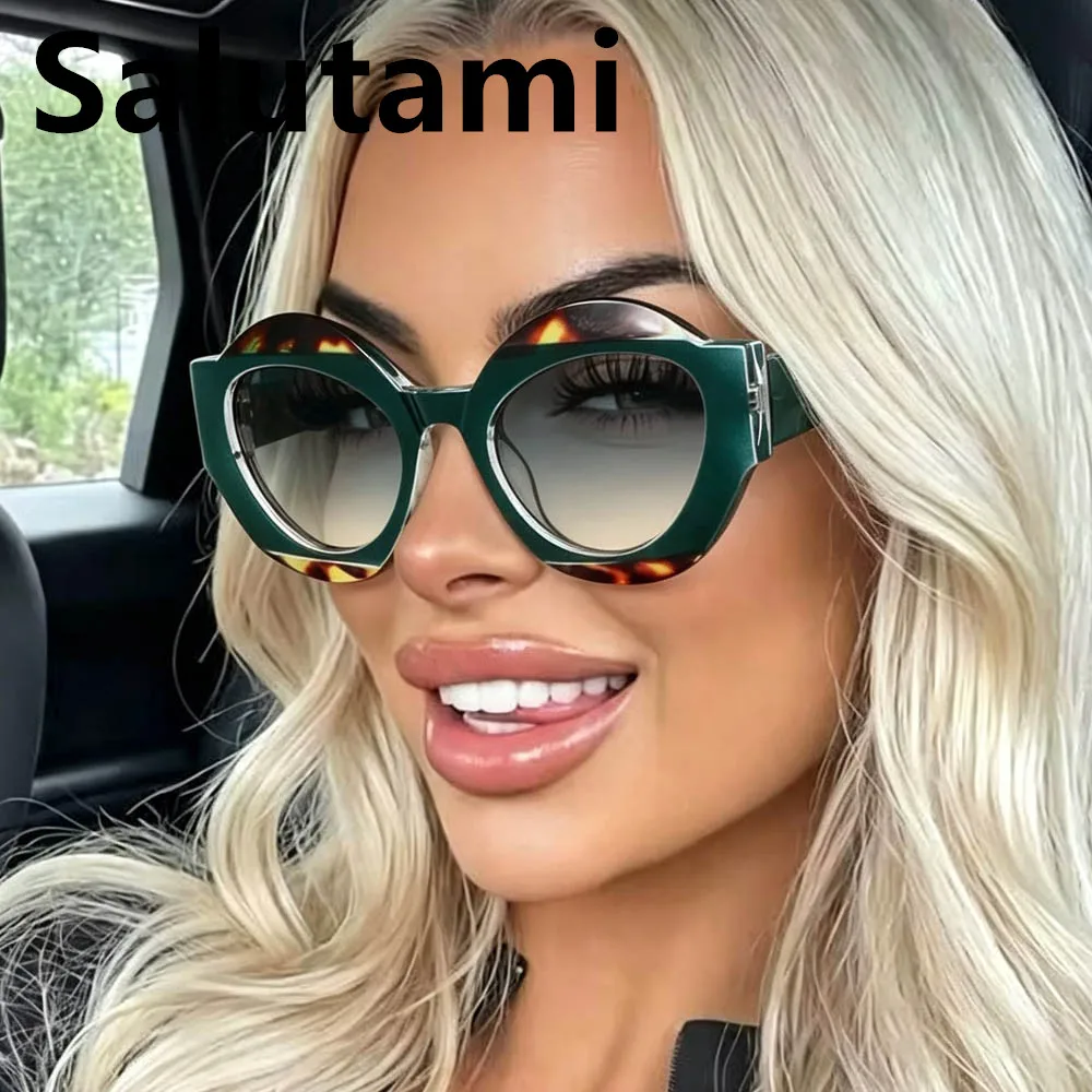 Irregular Patchwork Round Sunglasses for Women New Fashion Chic Gradient Outdoor Sun Glasses Men Hip Hop Driving Eyewear Uv400
