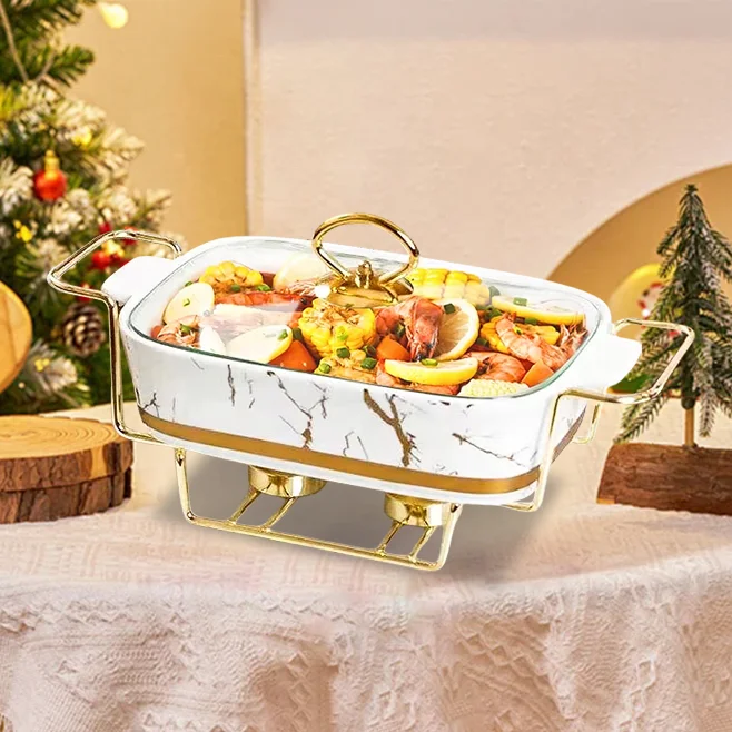 

Party Supplies Ceramic Marble Chaffing Dishes Luxury Chafing Dish Buffet Set Restaurant Serving Chafing Dishes For Christmas