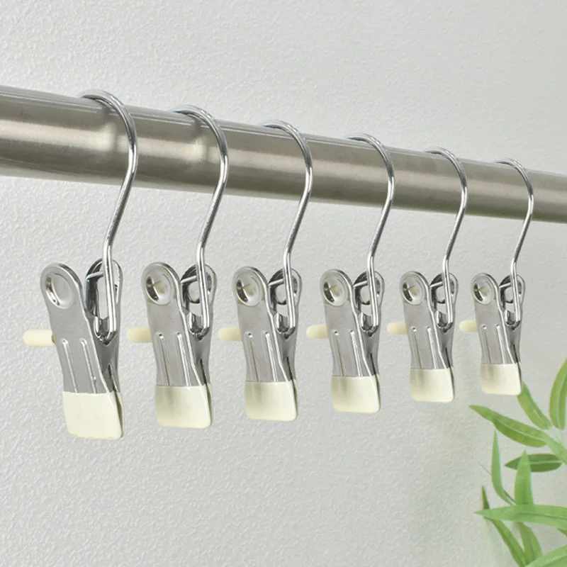 Stainless Steel Clothespins Laundry Clothes Pegs With Hook Portable Hanging Clothes Clip Wardrobe Clothes Organizer Hanger home