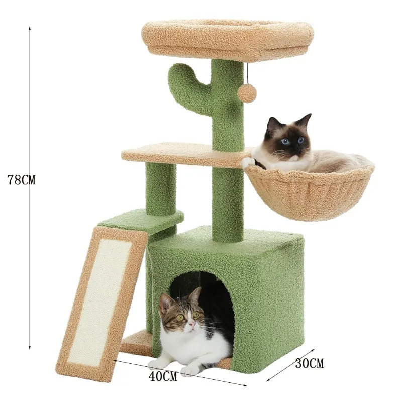 Cat Tree Large Luxury Integrated Multi Level Sisal Scratching Post Cat Tower With Condo Hammock Toy