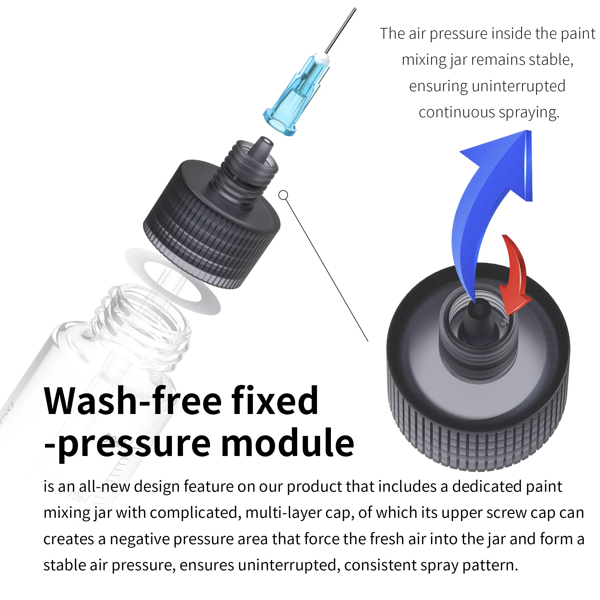 DSPIAE PT-AB Wasvrije airbrushaccessoires 50 ml verfmengfles 0,3 / 0,5 mm Gespecialiseerde spuitnaald Wasvrij airbrushgereedschap