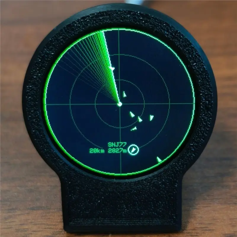 MLGB-Live ADS-B Flight Tracker Tracking USB-C Deskrader, Gadget Featuring Sonar Grid Screen 3D Printed Case Aviation Desk Decor
