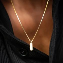 Men's Stainless Steel Pendant Golden Chain Necklace Waterproof Non Fading Fashionable and Trendy New Men's Jewelry