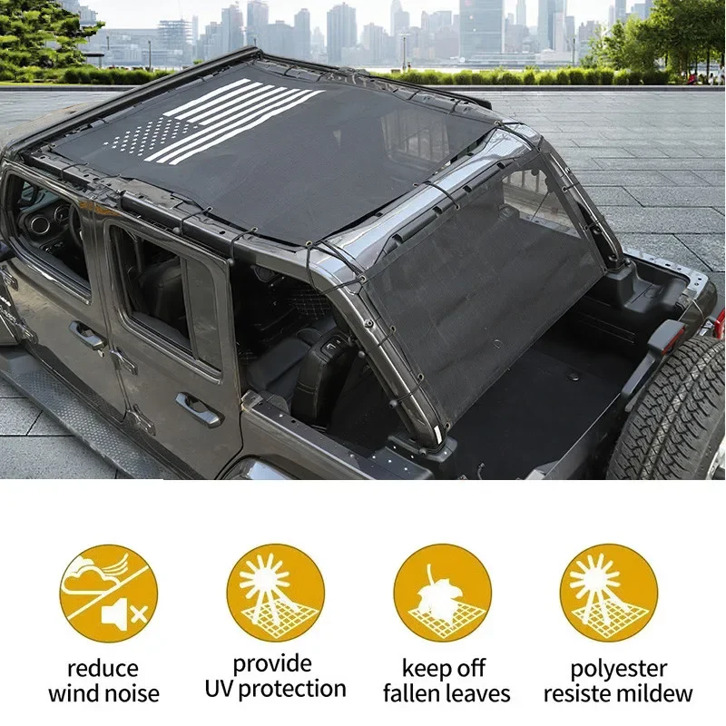 for Jeep Gladiator JT 2018 Car Roof Heat Insulation Mesh Top Sunshade Cover for Jeep Wrangler JL 2018+ Insulated Net Accessories