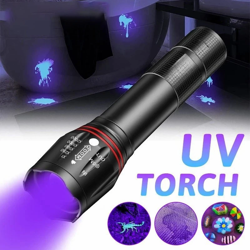 

C5 LED UV Flashlight Ultraviolet Torch Mini Light Pet Urine Stains Detector Fluorescent Anti-counterfeiting Bill Seal Detector