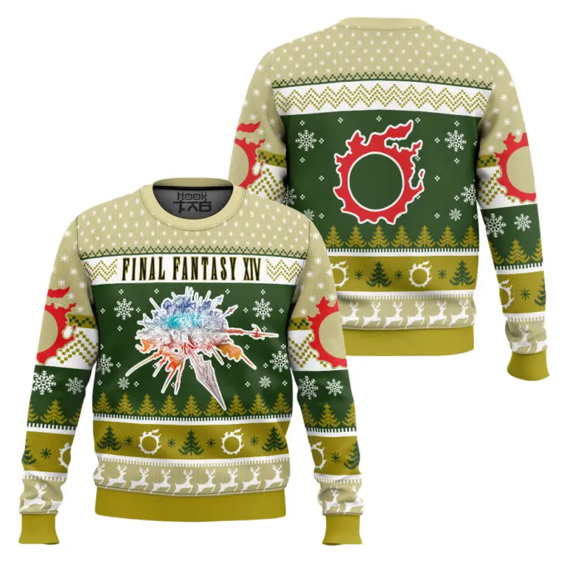 El más vendido de invierno debe incluido en Final Fantasy suéter feo de Navidad Retro feo divertido vestido de fiesta llamativo fresco
