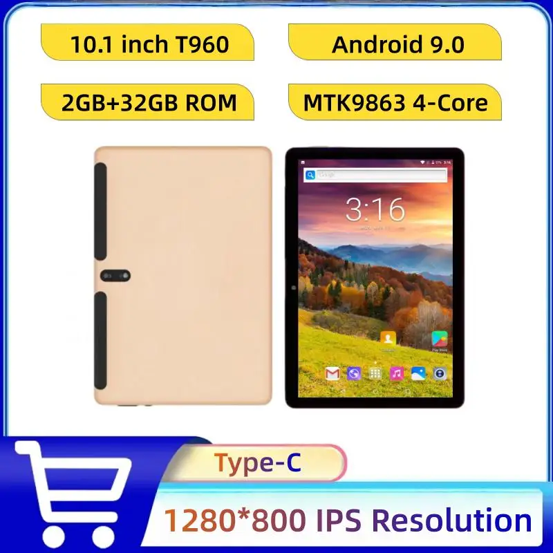 Hot Sales Type-C 10.1 INCH Android 9.0 Tablet 2GB RAM 32GB ROM MTK9863 Quad-Core CPU 1280*800 IPS 5000mAh