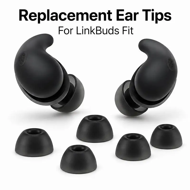 For Sony LinkBuds Fit XDcase 8 Pairs Replacement Silicone Ear Tips Kit, XS/S/M/L Size, Cleaning Brush Color Random