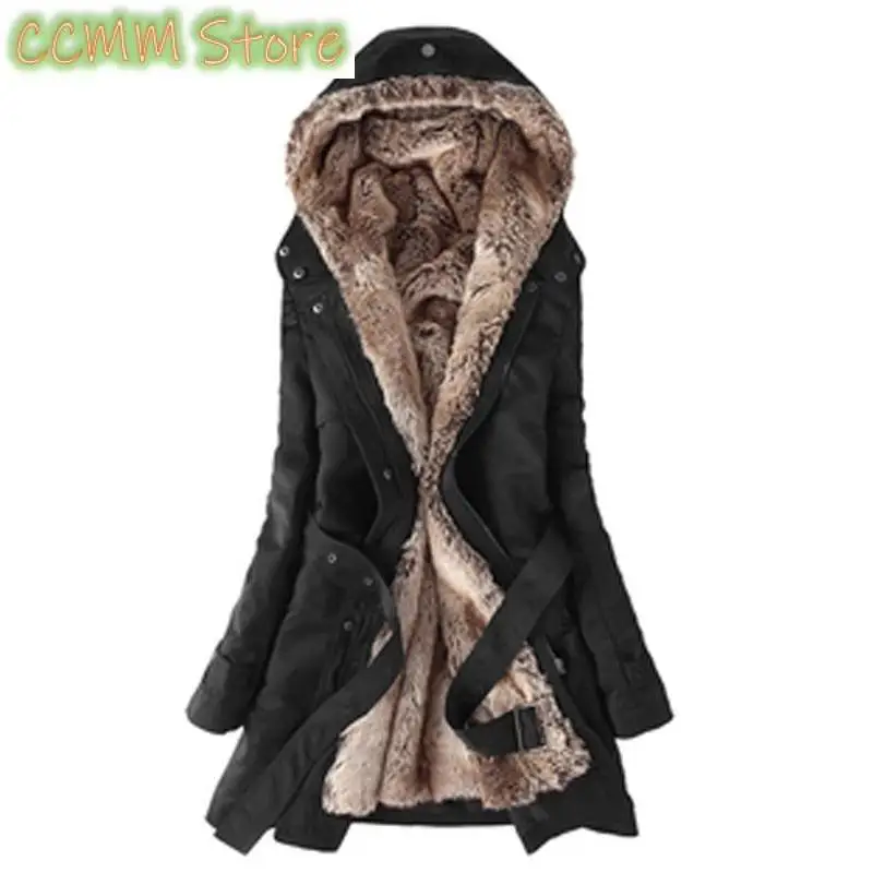 Women's Mid Length Hooded Parkas New Down Cotton Jacket Spring And Autumn Korean Fashion Female Windbreaker Outerwear