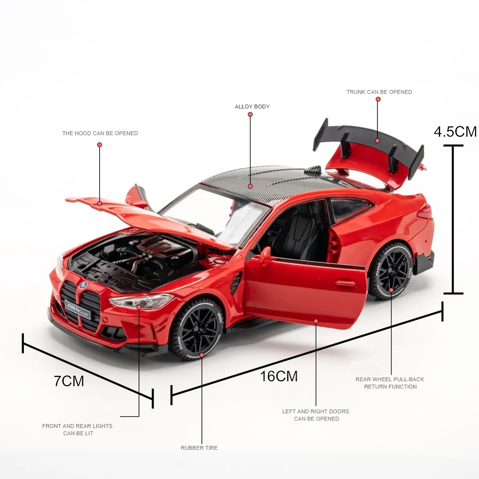 BMW M4 Coupe Sounds & Light Doors Open Pull Back Car Simulation