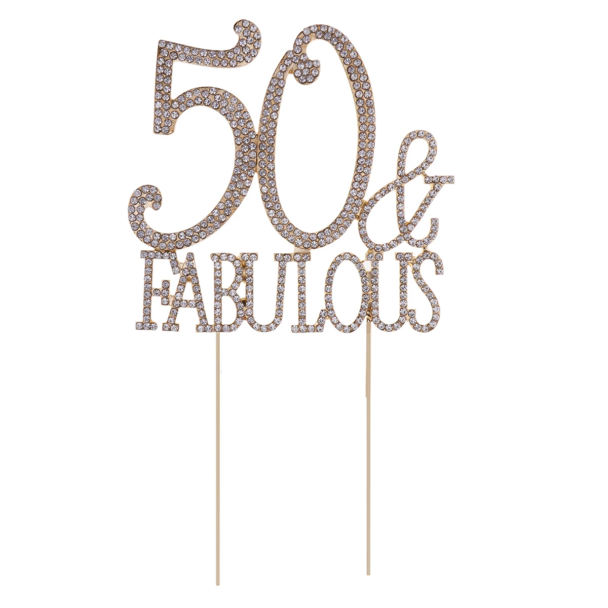 

50th Anniversary Topper Rhinestone Cake Topper Decor Birthday Party Supplies Reusable Alloy Keepsake Dessert Insert