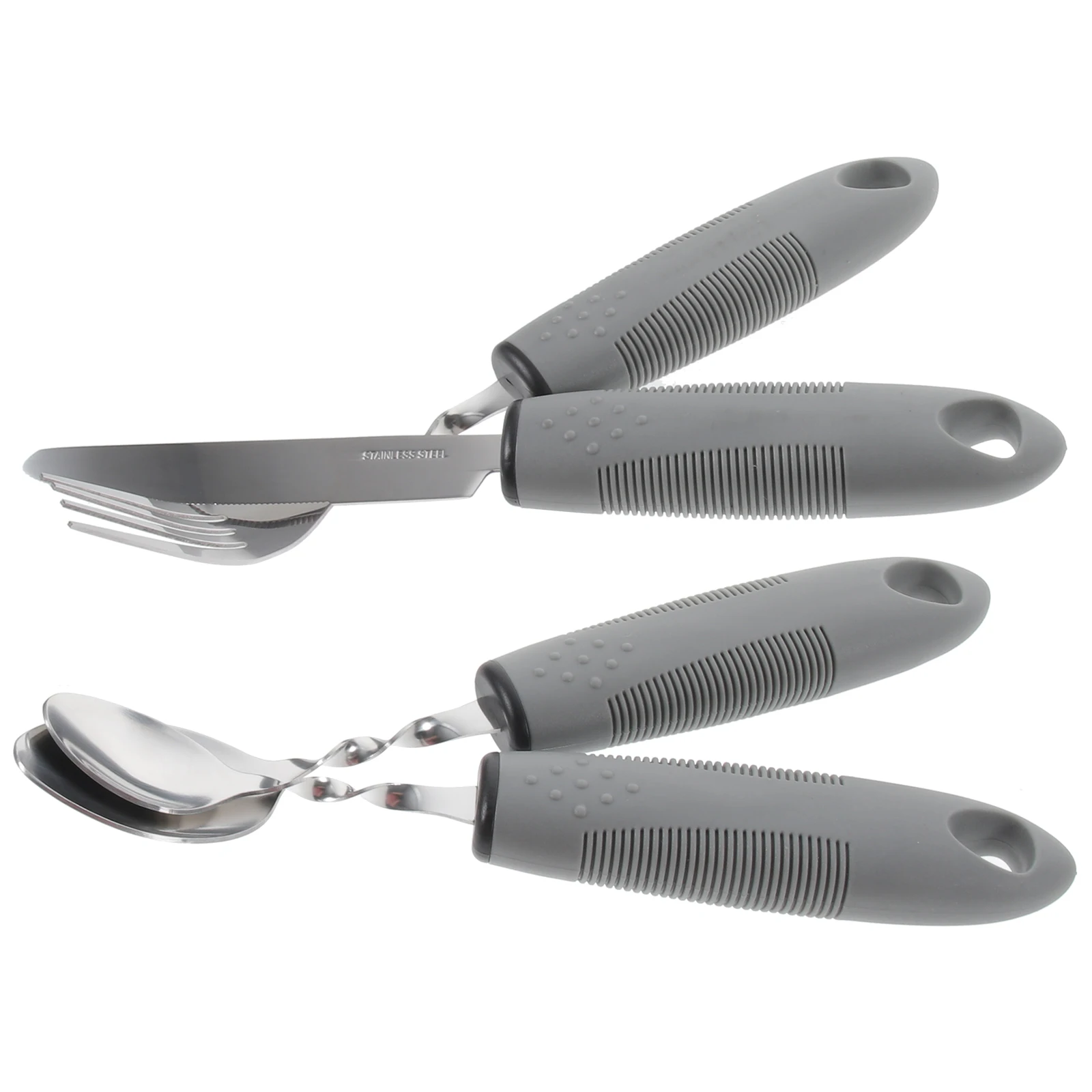

1 set Elderly Adaptive Utensils Set Stainless Steel Non Slip Portable Tableware Elderly Disabled FoldableKnife Fork Spoon Small