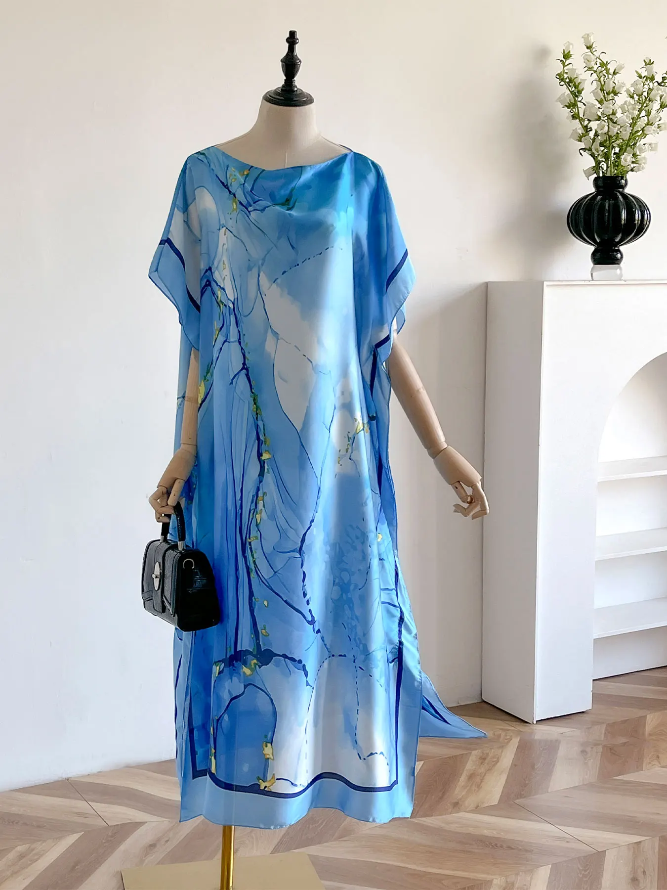 

Весенне-летние модные африканские платья для женщин, элегантное шелковое мусульманское женское платье-кафтан с принтом, защита от солнца, Кувейт Абая