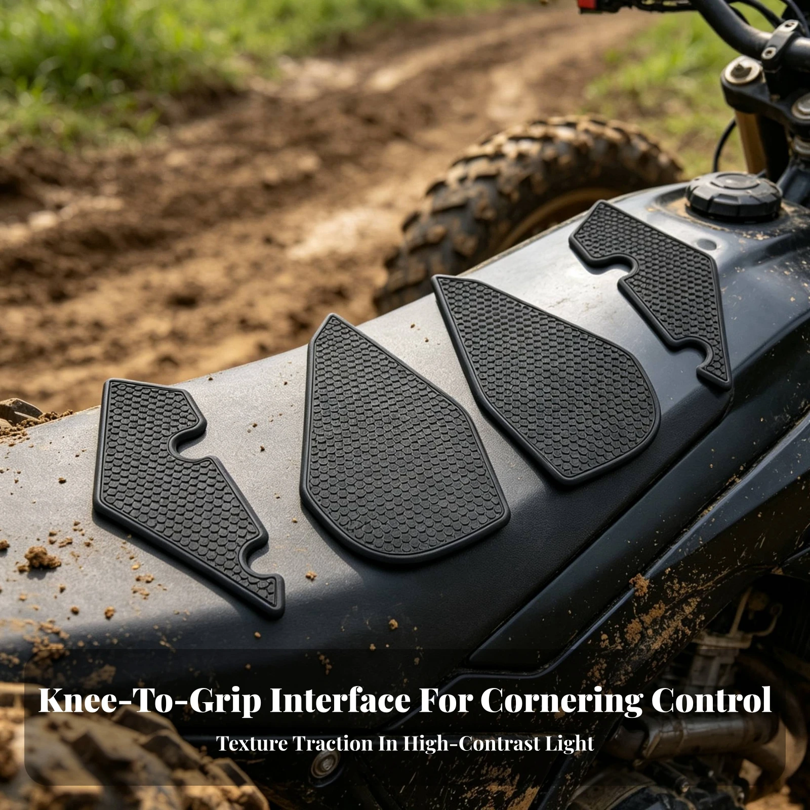 4 Pieces Fuel Tank Side Traction Pad Self-Adhesive Motorcycle Tank Pad with Honeycomb Texture Sticker Slim Thick
